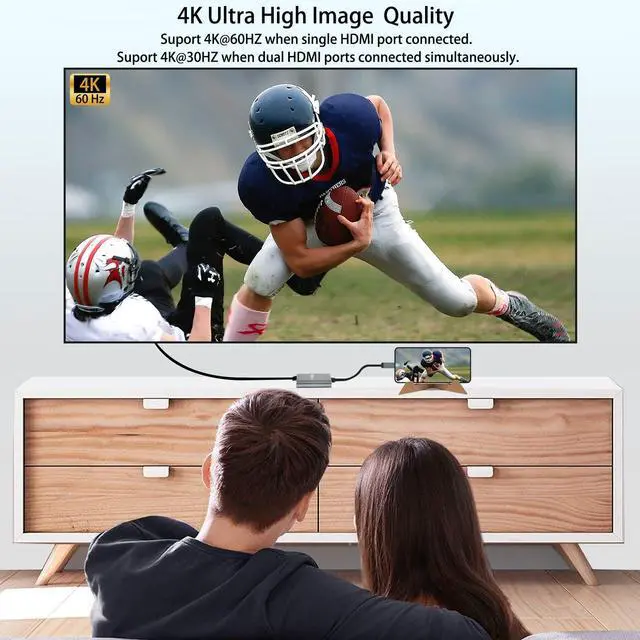 Alt view image 11 of 14 - USB C to Dual HDMI Adapter 4K@60hz,USB C Dual Monitor Adapter with USB 3.0, 100W PD, Type C to Dual HDMI Splitter Extend Display for Chromebook, MacBook, Laptop, HP...