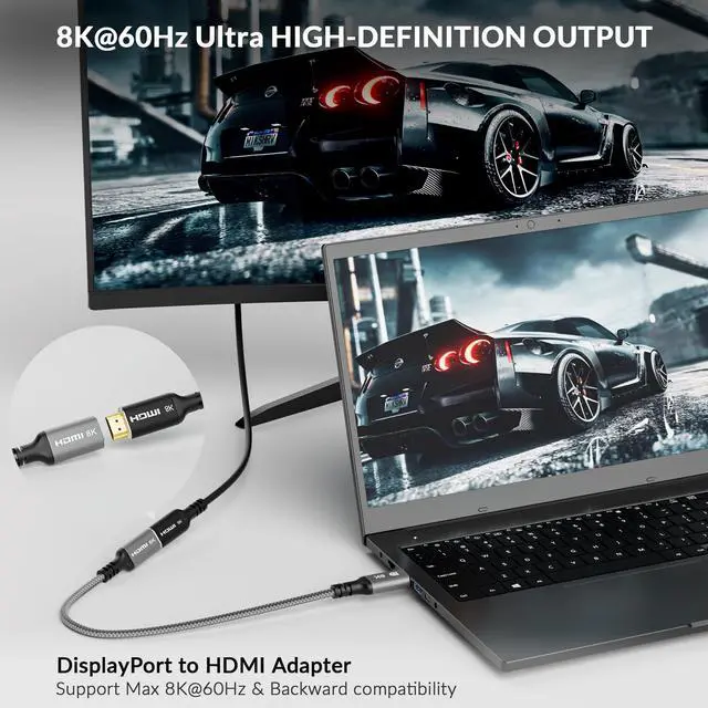 Alt view image 9 of 10 - 8K DisplayPort to HDMI Adapter, Uni-Directional DP 1.4 Male (Source) to HDMI 2.1 Female (Screen) Converter, DP Male to HDMI Connector 8K@60Hz, 4K@120Hz for PC, Dell, HP, NVIDIA, Laptop and More