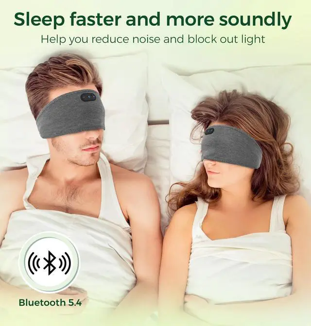 Alt view image 13 of 14 - Bamboo Cotton Sleep Headphones,Ultra-Soft Wireless Headband Bluetooth for Side Sleepers, with 14H Playtime & Bluetooth 6.0, 4-in-1 Music Sleep Earphones for Side Sleeping(Grey)
