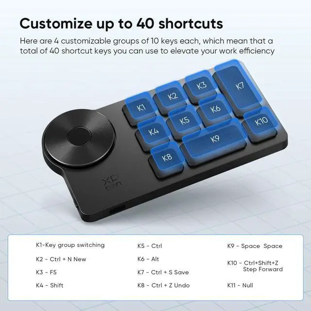 Alt view image 14 of 14 - Mini Keydial ACK05 Wireless Shortcut Keyboard Bluetooth Programmable Express Remote Control with Dial & Customized Express Keys for Drawing Tablet PC MacBook Windows Images Video Editing