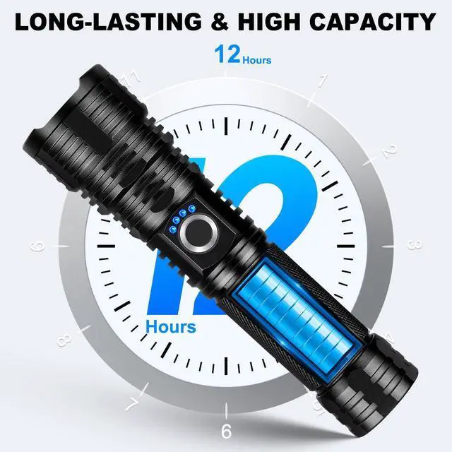 Alt view image 11 of 14 - Rechargeable Flashlights High Lumens, 2Pack 99000 Lumen Super Bright LED Flashlight with 5 Modes & Waterproof, USB Fast Charging Handheld High Powered Flash Light for Home, Camping, Emergecies