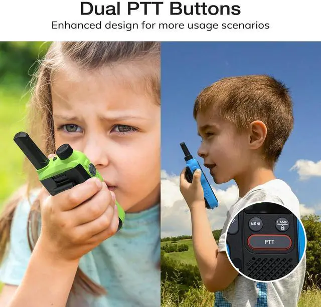 Alt view image 9 of 14 - GT-18 Walkie Talkies for Kids Adult, License Free Long Range Rechargeable FRS Two Way Radio,1500mAh USB-C Battery, 22 Channels with NOAA for Camping Hiking Family, 3 Pack (Yellow, Green, Blue)