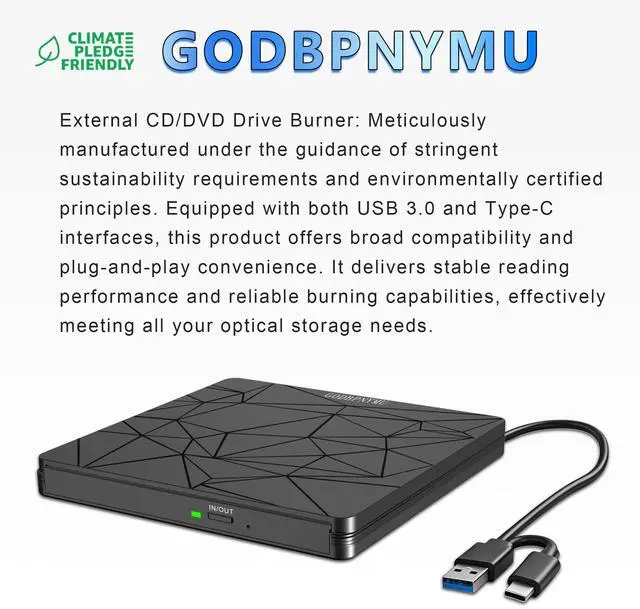 Alt view image 9 of 14 - External DVD Drive USB 3.0 USB-C CD Burner CD/DVD Player Optical Drive, Portable CD DVD Disc Copier for Laptops and PC Compatible with Windows 7/8/10/11, Linux, and Mac OS
