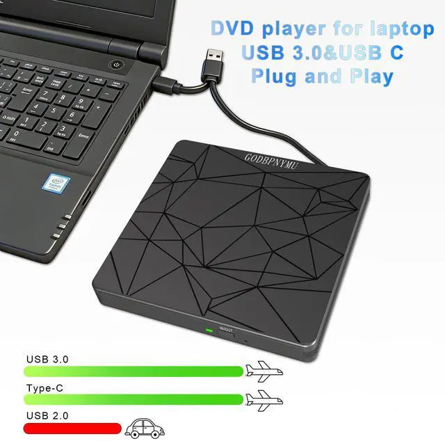 Alt view image 12 of 14 - External DVD Drive USB 3.0 USB-C CD Burner CD/DVD Player Optical Drive, Portable CD DVD Disc Copier for Laptops and PC Compatible with Windows 7/8/10/11, Linux, and Mac OS