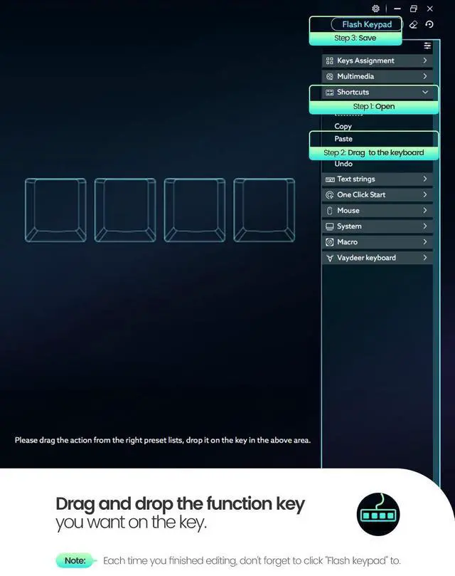 Alt view image 11 of 14 - 4 Fully Programmable Keys with Floating Window and Macro Multifunctional Keypad, One-Handed Mechanical Keyboard Support NKRO, Hotkeys, One-Click Start, Compatible with iOS,Windows