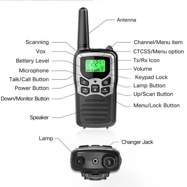 Alt view image 11 of 12 - Walkie Talkies with 22 FRS Channels, Walkie Talkies for Adults with LED Flashlight VOX Scan LCD Display, Long Range Family, Radios for Hiking Camping Trip (Silver, 4 Pack)