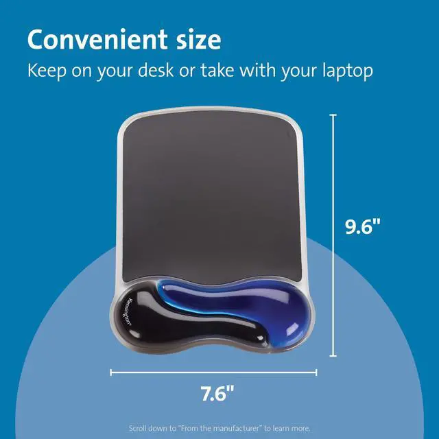 Alt view image 8 of 12 - Duo Gel Mouse Pad with Wrist Rest, Ergonomic Wrist Support for Pain Relief, Comfortable Non-Skid Gel Pad for Computer, Laptop, Office & Home 9.6" x 7.6", Blue K62401AM