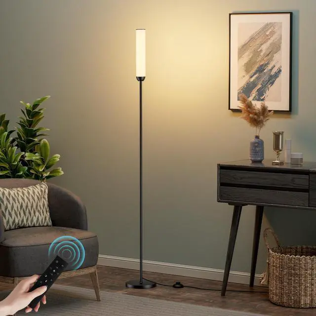 Alt view image 14 of 14 - LED Floor Lamp with Remote Control, 65" Standing lamp with Stepless Adjustable 3000K-6500K Colors & 30-100% Brightness, Foot Switch(Black)