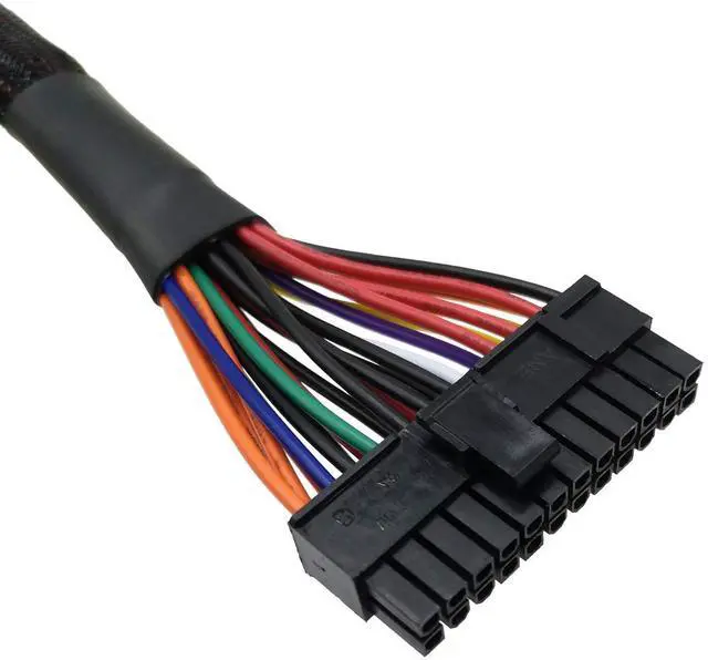 Alt view image 8 of 12 - 24 Pin ATX Cable for Corsair SFX RMX RMi SF HX Series PSUs, 18 Pin + 10 Pin to 24 Pin ATX PSU Power Adapter Sleeved 24.8-inch(63cm)