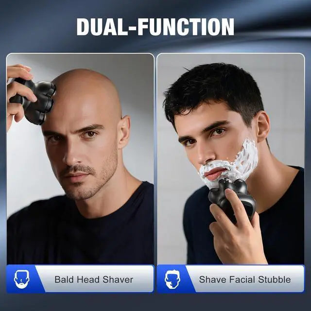 Alt view image 14 of 14 - 7D Head Shavers for Bald Men - 2026 New Dual Speed Electric Shaver, Bald Head Shaver with Magnetic Shaver Head IPX6 Waterproof Wet/Dry Use Shaving Balding Clipper LED Display Cordless Head Razor Gray