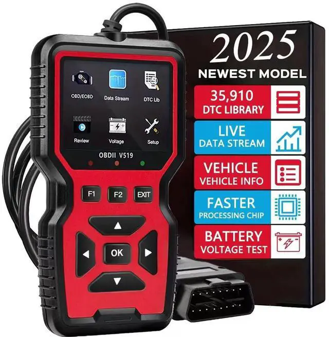 Alt view image 8 of 14 - 2025 New OBD2 Scanner Diagnostic Tool - Check Engine Light Code Reader with Reset, Battery Voltage Tester, Modes 6 & 8, Suitable for All OBD II Protocol Car & Truck Since 1996