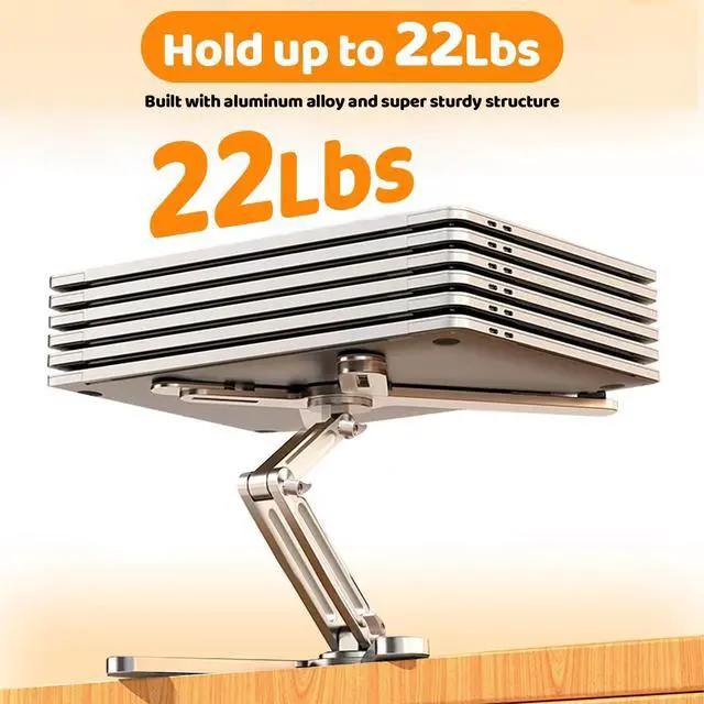 Alt view image 13 of 14 - Laptop Stand with 360 Rotating Base, Computer Notebook Laptop Riser Metal Holder for Desk Collaborative Work, Fully Foldable for Easy Storage, Fits All MacBook, Laptops up to 16 inches