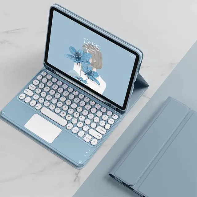 Alt view image 14 of 14 - Keyboard Case for iPad (A16) 11th 2025/iPad 10th Generation, Touchpad Detachable Keyboard with Pencil Holder -Slim Leather Folio Smart Cover for iPad11/iPad10 (Sky Blue)