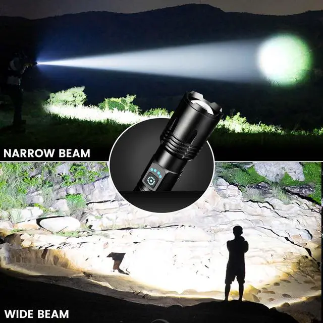 Alt view image 12 of 14 - Rechargeable Flashlights High Lumens, 99,000 Lumens Super Bright Led Flashlights with 5 Modes & Waterproof, Powerful Handheld Flashlight for Camping Home (2 Pack)