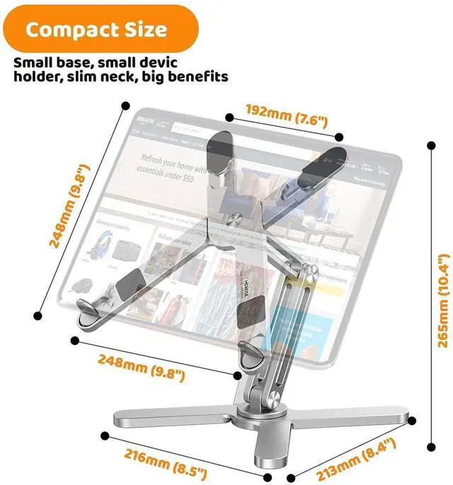 Alt view image 14 of 14 - Laptop Stand with 360 Rotating Base, Computer Notebook Laptop Riser Metal Holder for Desk Collaborative Work, Fully Foldable for Easy Storage, Fits All MacBook, Laptops up to 16 inches