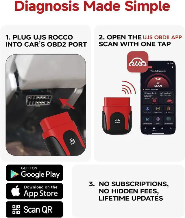 Alt view image 11 of 14 - 2026 Bluetooth OBD2 Scanner for iPhone & Android - AI Powered Wireless Car Diagnostic Scan Tool, Check Engine Code Reader with Real-Time Data, No Subscription Fee for All Cars and Trucks 1996+
