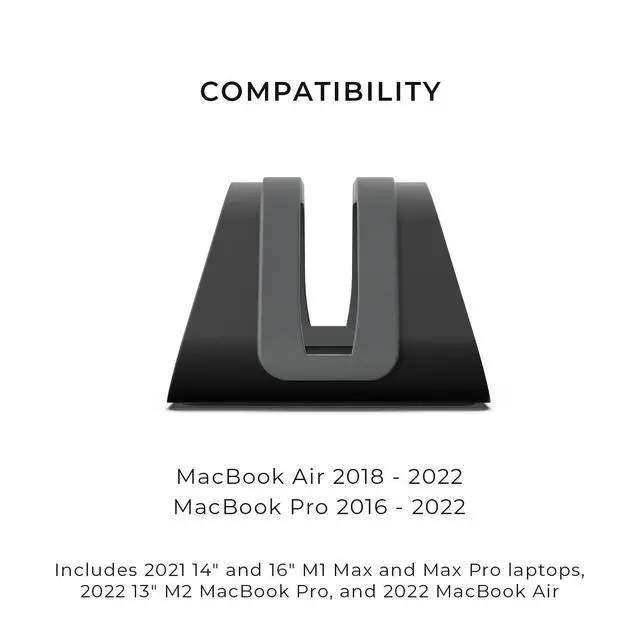 Alt view image 11 of 14 - Vertical Laptop Stand Compatible with MacBook Pro and MacBook Air, Holder for Personal Computer Desk Stand, Aluminium, Exchangeable Inserts to Fit Different Device Models, Black