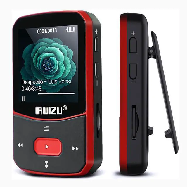 Alt view image 8 of 14 - 64GB Clip MP3 Player with Bluetooth 5.3, Portable Music Player with Voice Recorder for Sports Running, FM Radio, Pedometer, A-B Repeat, Audio Shuffle Playback, Support 128GB Micro SD Card, Red