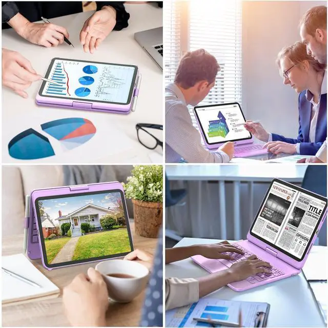 Alt view image 14 of 14 - Touch Keyboard Case for iPad (A16) 11th Generation 11 inch 2025&10th Gen 10.9 inch 2022, 360° Rotate for iPad 10th Generation Case with Keyboard with Pencil Holder Purple