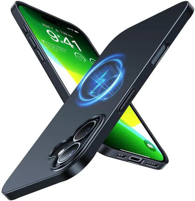 Alt view image 8 of 14 - Magnetic Slim-Fit for iPhone 16 Case 6.1 inch, Ultra-Thin 16 Phone Case Compatible with MagSafe Phone 16 Case, Light Anti-Scratch Matte Hard PC Bayer OriginFit, Black
