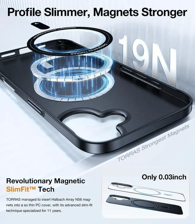 Alt view image 11 of 14 - Magnetic Slim-Fit for iPhone 16 Case 6.1 inch, Ultra-Thin 16 Phone Case Compatible with MagSafe Phone 16 Case, Light Anti-Scratch Matte Hard PC Bayer OriginFit, Black
