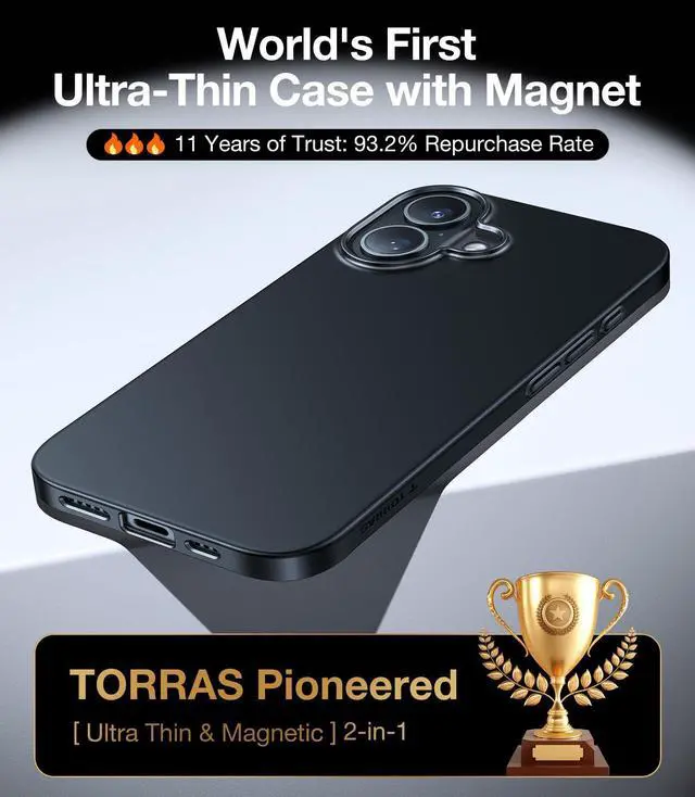 Alt view image 10 of 14 - Magnetic Slim-Fit for iPhone 16 Case 6.1 inch, Ultra-Thin 16 Phone Case Compatible with MagSafe Phone 16 Case, Light Anti-Scratch Matte Hard PC Bayer OriginFit, Black