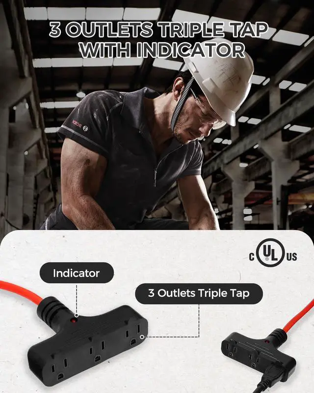 Alt view image 13 of 14 - 30 Ft Retractable Extension Cord Reel, 16/3 Gauge SJTW Power Cord with 3 Electrical Outlets Pigtail for Garage and Shop, 10 Amp Circuit Breaker, Metal Plate, UL Listed, Red R30CR06