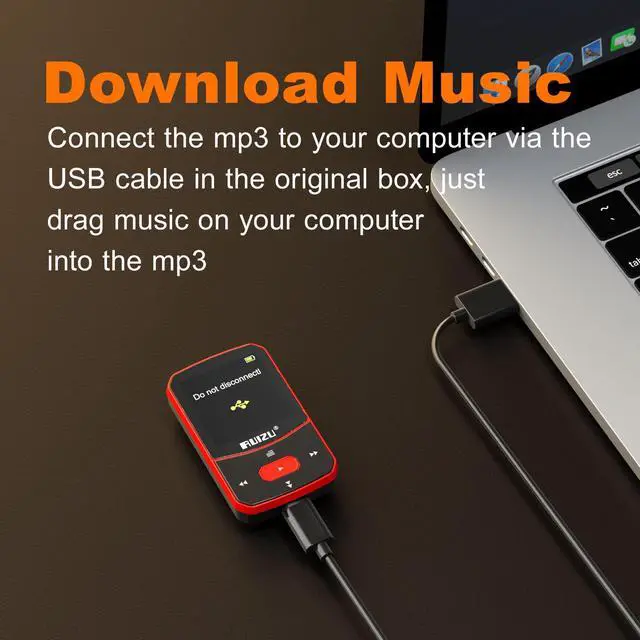 Alt view image 14 of 14 - 64GB Clip MP3 Player with Bluetooth 5.3, Portable Music Player with Voice Recorder for Sports Running, FM Radio, Pedometer, A-B Repeat, Audio Shuffle Playback, Support 128GB Micro SD Card, Red
