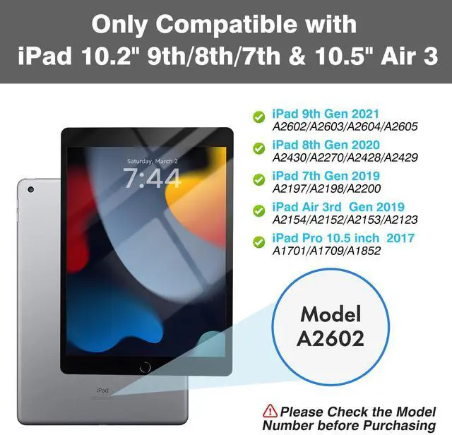 Alt view image 9 of 14 - for iPad 9th Generation Case with Keyboard 10.2'' - 7 Color Backlit Wireless Keyboard Cover with Pencil Holder for iPad 9th/8th/7th Gen 10.2 inch, iPad Air 3rd Gen & iPad Pro 10.5" - Black