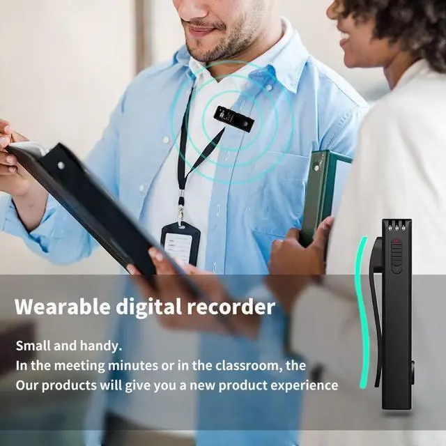 Alt view image 11 of 12 - 64GB Lavalier Recorder - Recording with Playback Digital Voice Recorder Ideal for Meetings/Lectures/Interviews Password Protected Portable Mini Recorder with USB, MP3 Audio Recording Device
