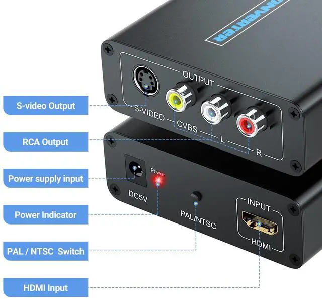 Alt view image 10 of 12 - HDMI to S-Video Converter, HD to Svideo RCA Converter, HDMI to Composite AV CVBS Audio Video Converter Adapter Includes RCA and S-Video Cables