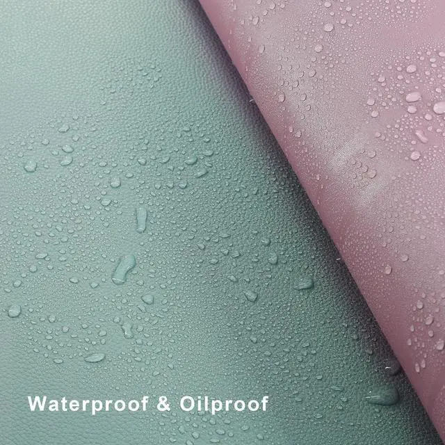 Alt view image 9 of 12 - L-Shaped Leather Desk Pad, Two Tone Gaming Mouse Pad for Corner Desk Mat, Office and Home, 43 x 43 x 15.7 Inch, Pink and Green