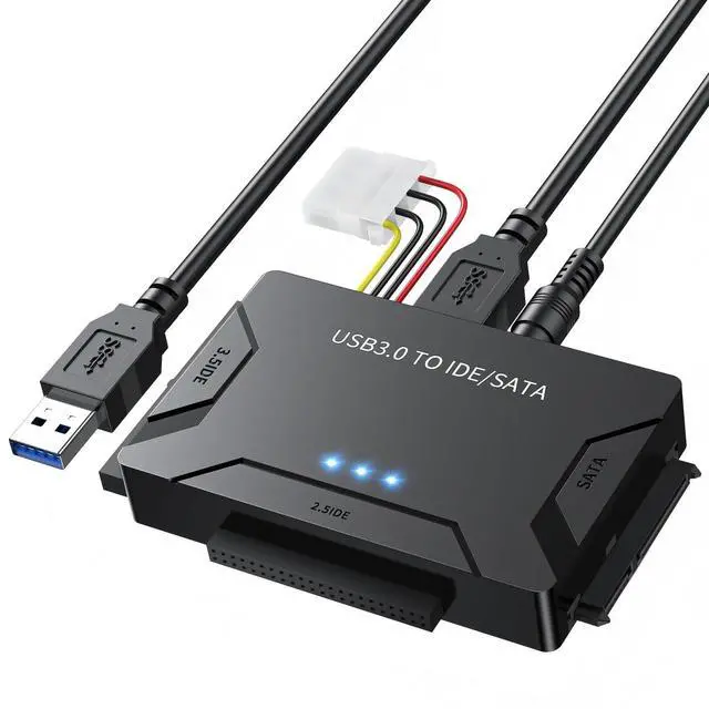 Alt view image 8 of 14 - USB 3.0 to IDE and SATA Adapter, Hard Drive Adapter Cable Universal for 2.5/3.5 inch HDD/SSD Hard Drive Disk, Hard Drive Reader with 12V/2A Power Adapter
