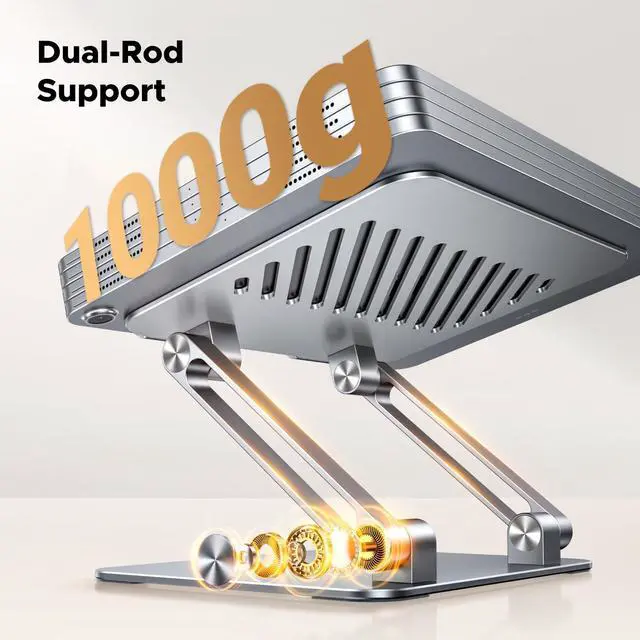 Alt view image 9 of 14 - Tablet Stand Holder for Desk Dual Rod Support Aluminum Tablet Holder Adjustable Multi-Angle Home Office Accessories Compatible with iPad Pro 13 12 11 10.5 Air Mini 5 4 3 2 Phone E-Reader Silver