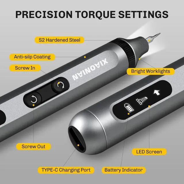 Alt view image 10 of 14 - 52 in 1 Electric Screwdriver Set,3.7V Mini Precision Screwdriver Set with 48 S2 Magnetic Bits,USB-C Charging Cable,LED Light,Small Repair Tool Kit for Phone,Watch,Eyeglasses,PC,Camera,Laptop