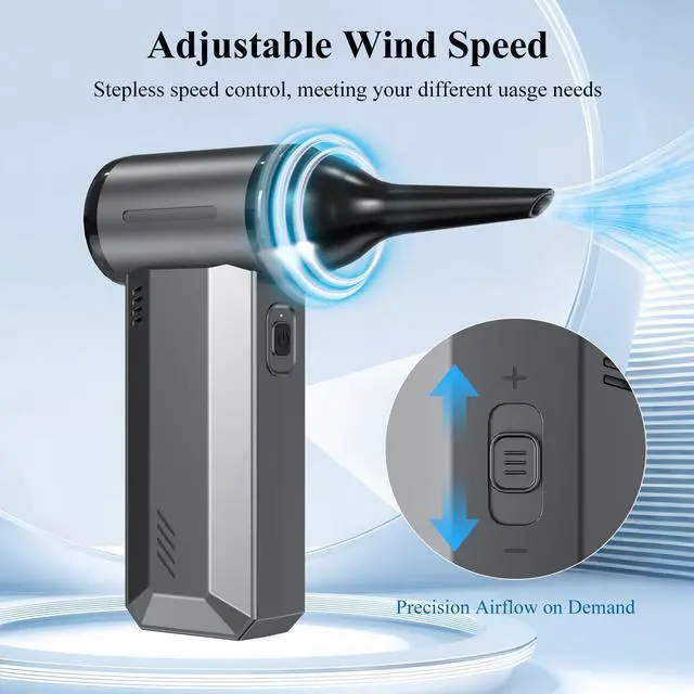 Alt view image 10 of 14 - Compressed Air Duster-180000RPM Electric Air Duster, Adjustable Wind Speed, Rechargeable Mini Air Blower for Computer, Keyboard, Outdoor, Car Cleaning, Reusable Replaces Compressed Air Can