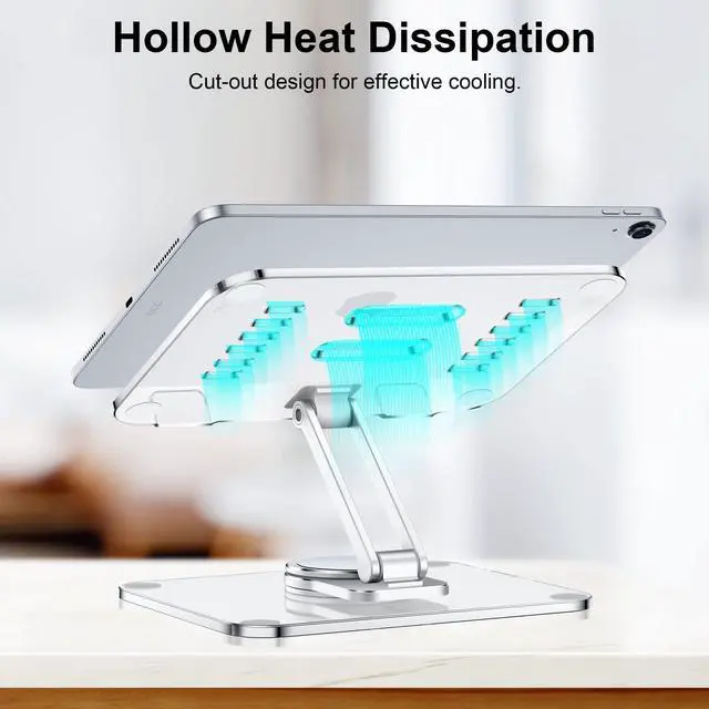 Alt view image 12 of 12 - Acrylic Tablet Stand Holder with 360 Rotating Base, Foldable Adjustable Transparent Tablet Holder for Desk Home Office, Compatible with iPad Pro Air Mini and More, Clear
