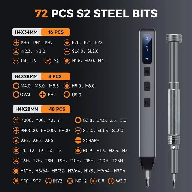 Alt view image 9 of 14 - Mini Electric Screwdriver, 83 in 1 Cordless Rechargeable Small Power Screwdriver Set with 71 Bits, Led Light and Magnetic Mat, Professional Repair Tool for Phone Watch Camera Laptop PC