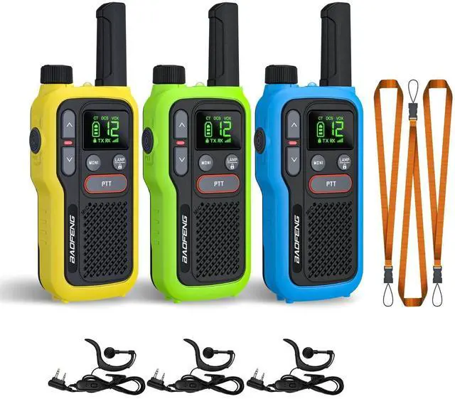 Alt view image 8 of 14 - GT-18 Walkie Talkies for Kids Adult, License Free Long Range Rechargeable FRS Two Way Radio,1500mAh USB-C Battery, 22 Channels with NOAA for Camping Hiking Family, 3 Pack (Yellow, Green, Blue)