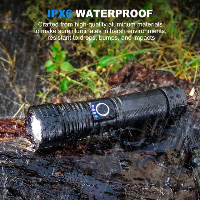 Alt view image 14 of 14 - Rechargeable Flashlights High Lumens, 2Pack 99000 Lumen Super Bright LED Flashlight with 5 Modes & Waterproof, USB Fast Charging Handheld High Powered Flash Light for Home, Camping, Emergecies