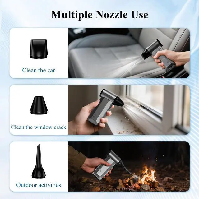 Alt view image 13 of 14 - Compressed Air Duster-180000RPM Electric Air Duster, Adjustable Wind Speed, Rechargeable Mini Air Blower for Computer, Keyboard, Outdoor, Car Cleaning, Reusable Replaces Compressed Air Can