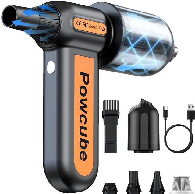 Alt view image 8 of 14 - 2-in-1 Compressed Air Duster 180000RPM Powerful Motor, Mini Cordless Car Vacuum Cleaner with 10,000mAh Battery, Electric Air Duster with LED Light, Handheld Vacuum for Car, Home, Office, Outdoor