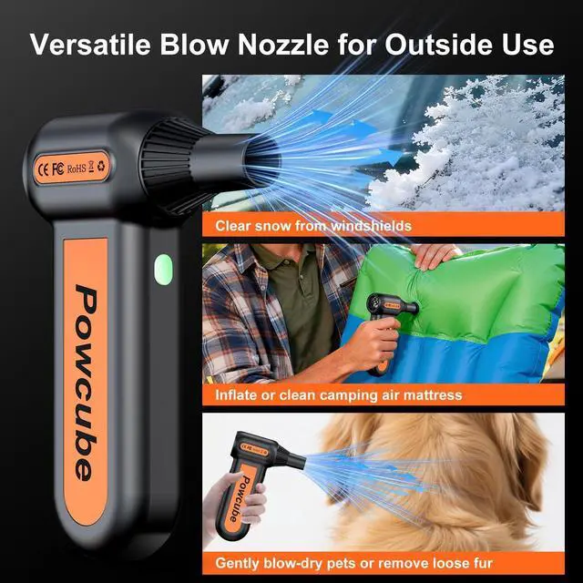 Alt view image 9 of 14 - 2-in-1 Compressed Air Duster 180000RPM Powerful Motor, Mini Cordless Car Vacuum Cleaner with 10,000mAh Battery, Electric Air Duster with LED Light, Handheld Vacuum for Car, Home, Office, Outdoor