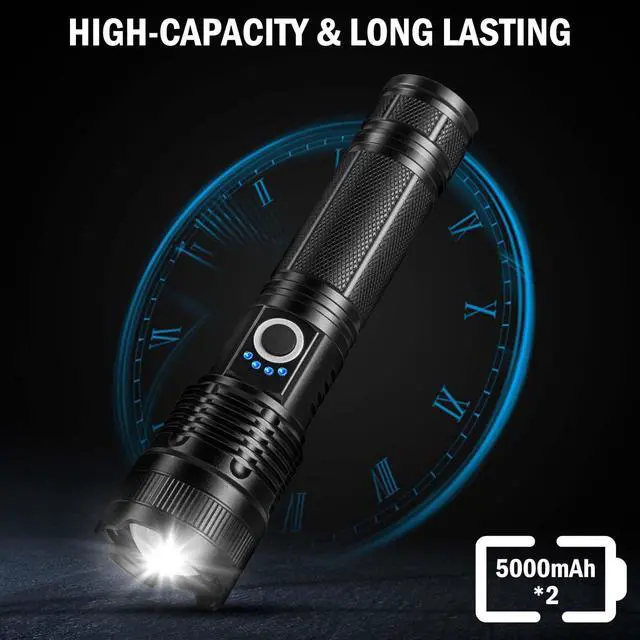 Alt view image 11 of 14 - Rechargeable Flashlights High Lumens, 4 Pack 99,000 Lumens Led Flashlights with 5000Ah attery, Waterproof Powerful Flash Light Multifunctional Flashlights for Home Camping Hiking