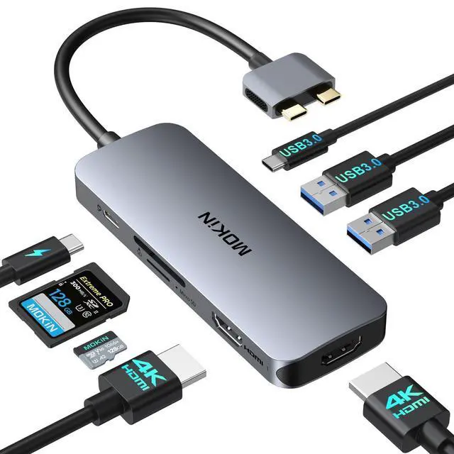 Alt view image 8 of 14 - Docking Station for MacBook Pro Air,USB C Docking Station Dual Monitor,Dual HDMI Adapter Hub for Mac MacBook Pro with 2 HDMI(4K @60Hz), 3 USB3.0,SD TF Card Reader and 100W PD USB C Port