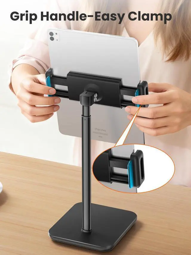 Alt view image 13 of 14 - Tablet Holder Stand, Portable Monitor Stand- 4.4lb (2kg) Holding Strength, Height Adjustable Up to 18.11" Compatible withs iPad, Kindle, Portable Monitor, All 4.7"-16" Devices - Black