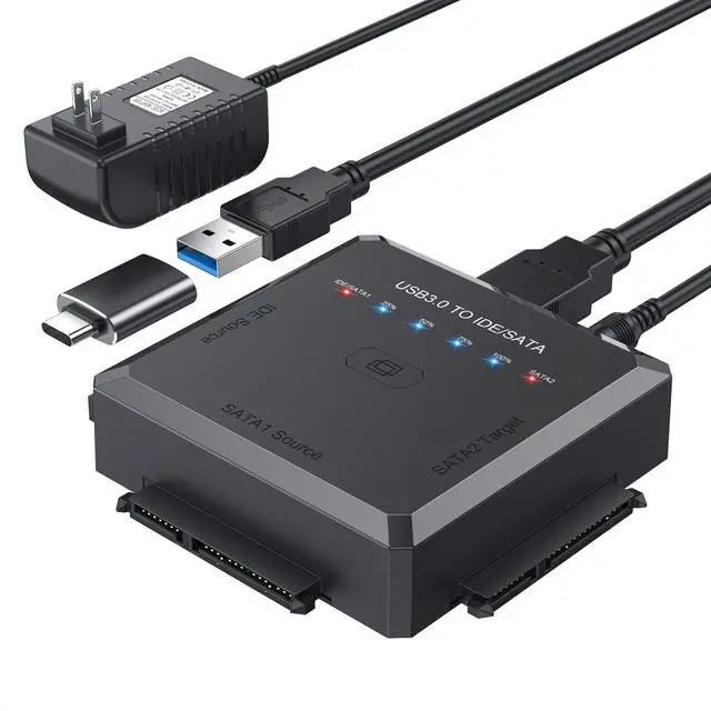 Alt view image 8 of 14 - Hard Drive Reader Ultra Recovery Converter, SATA IDE to USB 3.0 Adapter for 2.5" 3.5" HDD/SSD, USB to SATA/IDE One Touch Clone with 12V Power Adapter