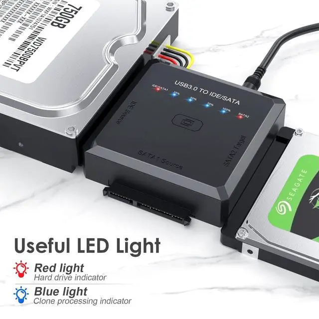 Alt view image 10 of 14 - Hard Drive Reader Ultra Recovery Converter, SATA IDE to USB 3.0 Adapter for 2.5" 3.5" HDD/SSD, USB to SATA/IDE One Touch Clone with 12V Power Adapter
