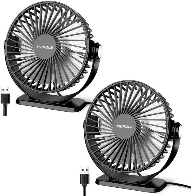 Alt view image 8 of 14 - Desk Fan USB Powered 2 Pack Black Small Portable Fan, 3 Speeds Strong Airflow Mini Fan 360°Rotation Personal Fan 5.1 Inch Table Fan for Home Office Bedroom Desktop Travel, 4.9ft Cable
