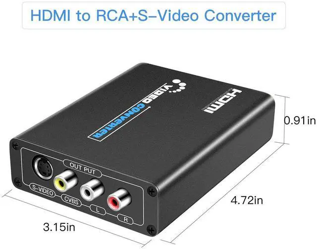 Alt view image 11 of 12 - HDMI to S-Video Converter, HD to Svideo RCA Converter, HDMI to Composite AV CVBS Audio Video Converter Adapter Includes RCA and S-Video Cables